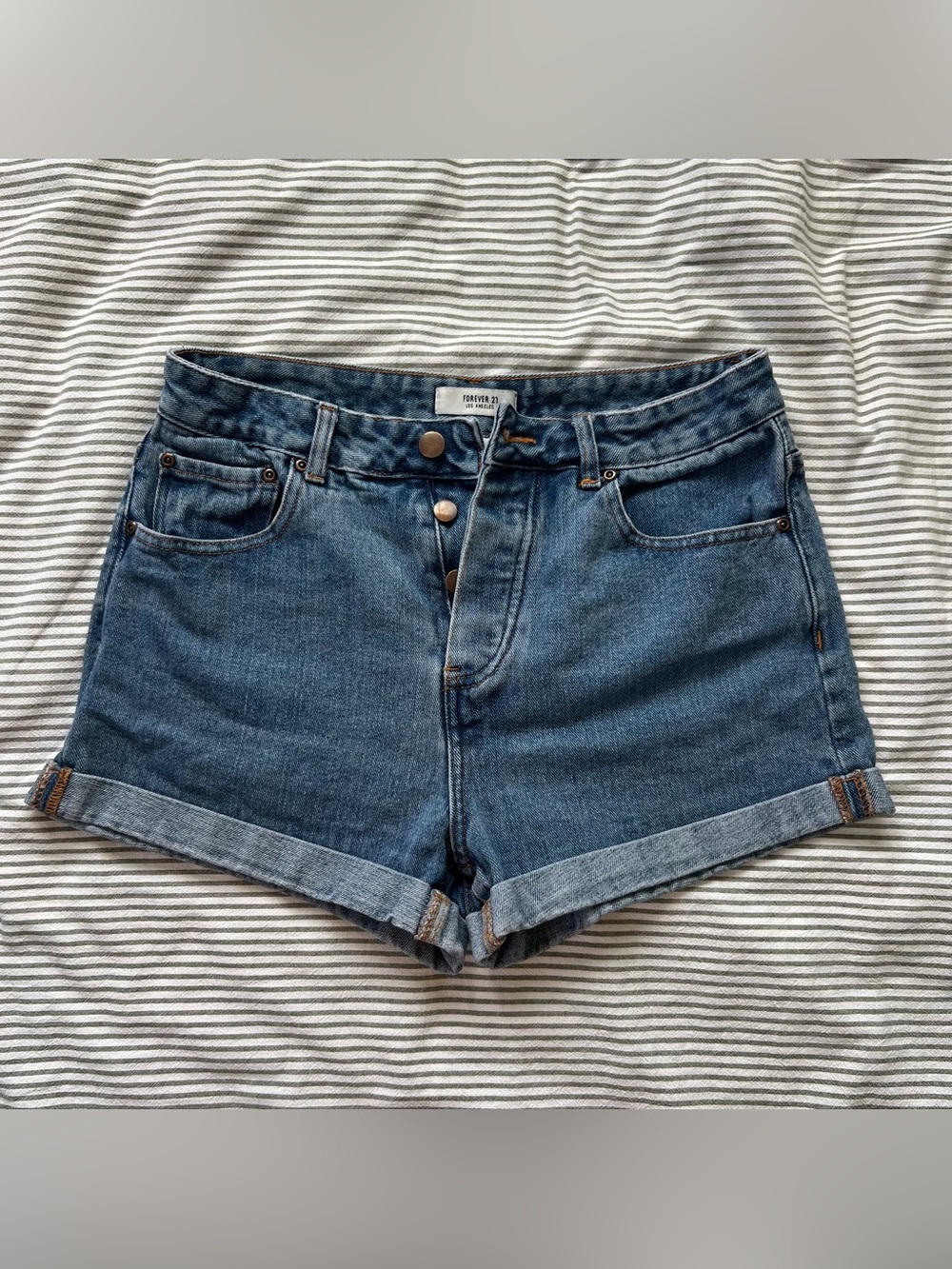 high waisted denim shorts